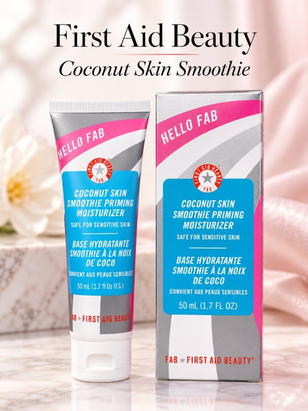 First Aid Beauty Hello FAB Coconut Skin Smoothie Priming Moisturizer 1.7 oz